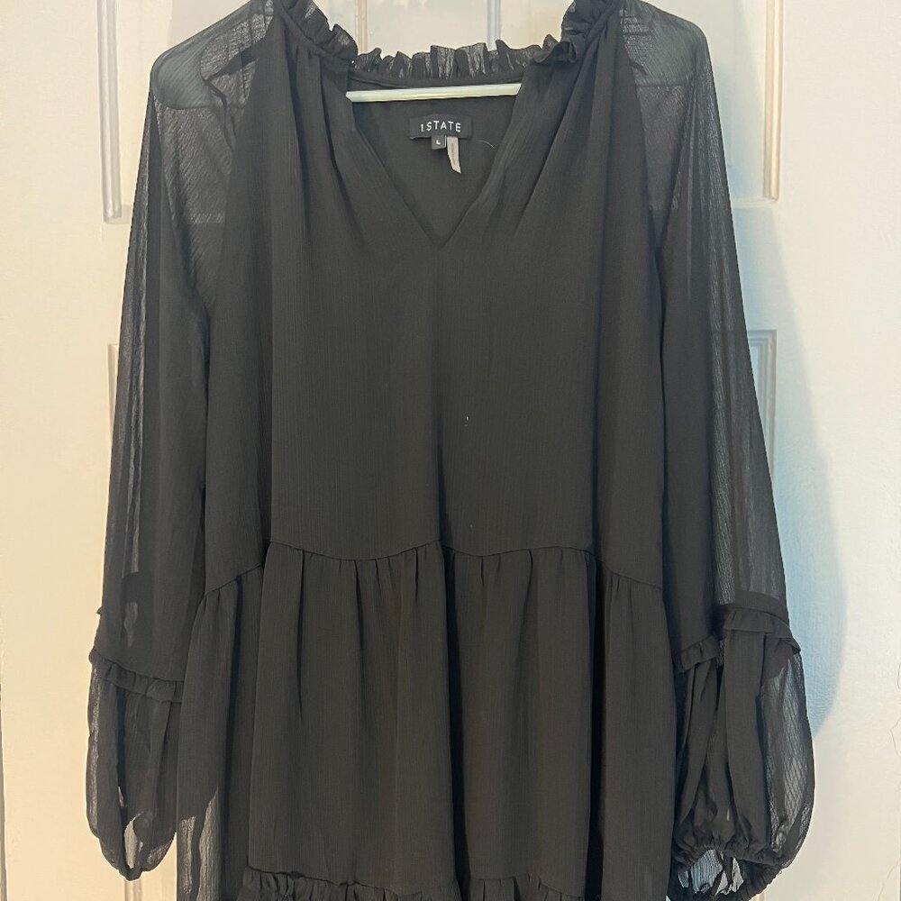 Black Dress with Sheer Sleeves